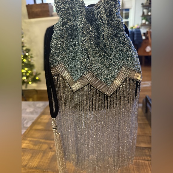 NWOT Free People Razzle Dazzle Beaded Fringe Clutch Handbag in Kaleidoscope - Picture 4 of 11